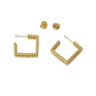 Women's Square Hoops Anartxy CPE423D Gold- Plated